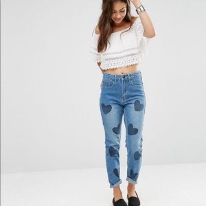 Heart print jeans